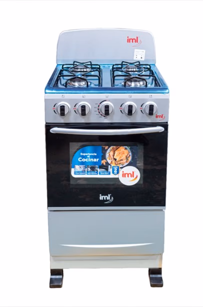 ESTUFA CON HORNO IML 20" TOP INOXIDABLE CON RESPALDO GRIS C-H4G1