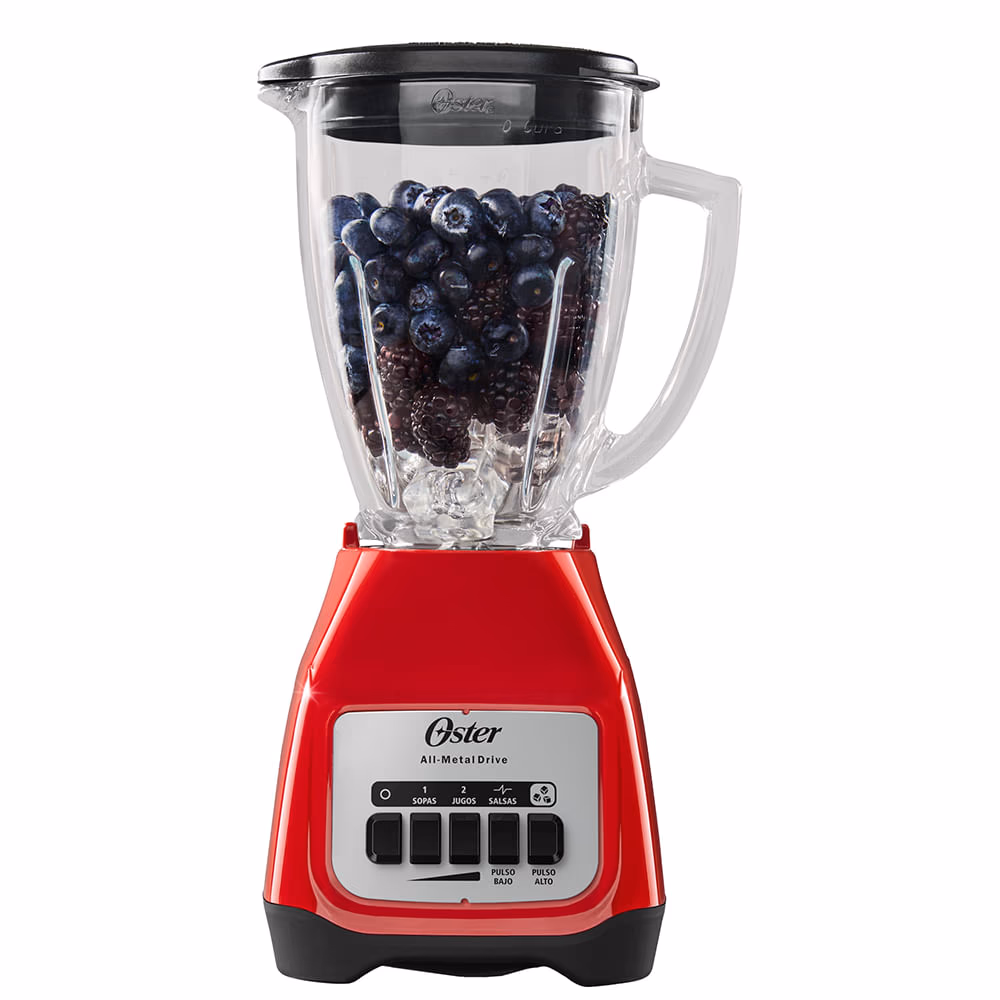 LICUADORA OSTER 2 VEL. CONTROL DE PULSO VASO DE VIDRIO ROJO BLSTKAG-RPB