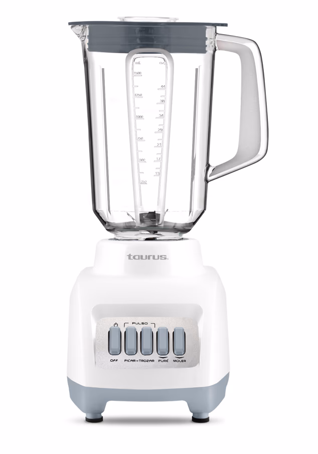 LICUADORA TAURUS CON VASO DE VIDRIO 4 VELOCIDADES GRANITE BLANCO