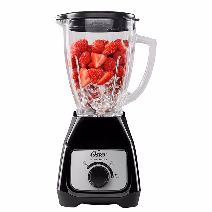 LICUADORA OSTER 2 VEL CONTROL DE PERILLA VASO DE VIDRIO NEGRO BLSTKAG-BRD