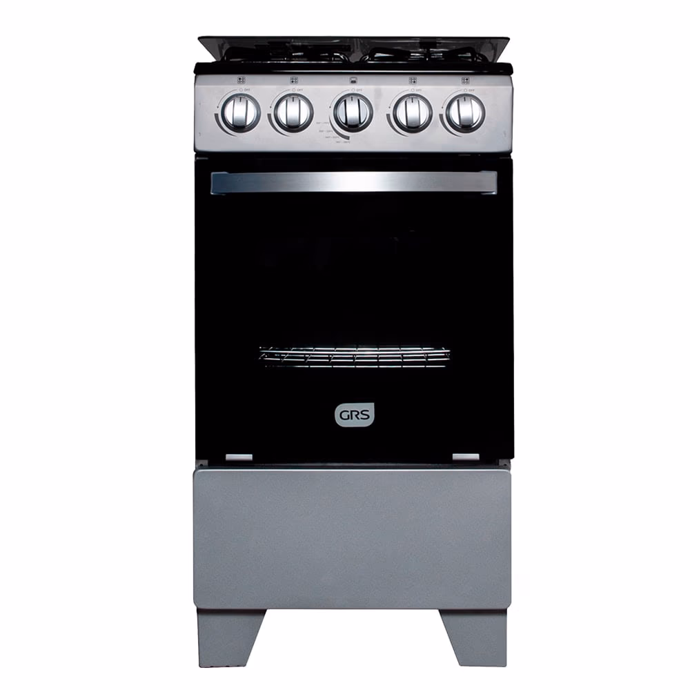 ESTUFA CON HORNO GRS 20" SILVER TOP INOXIDABLE TAPA DE VIDRIO 20GE4S-GT