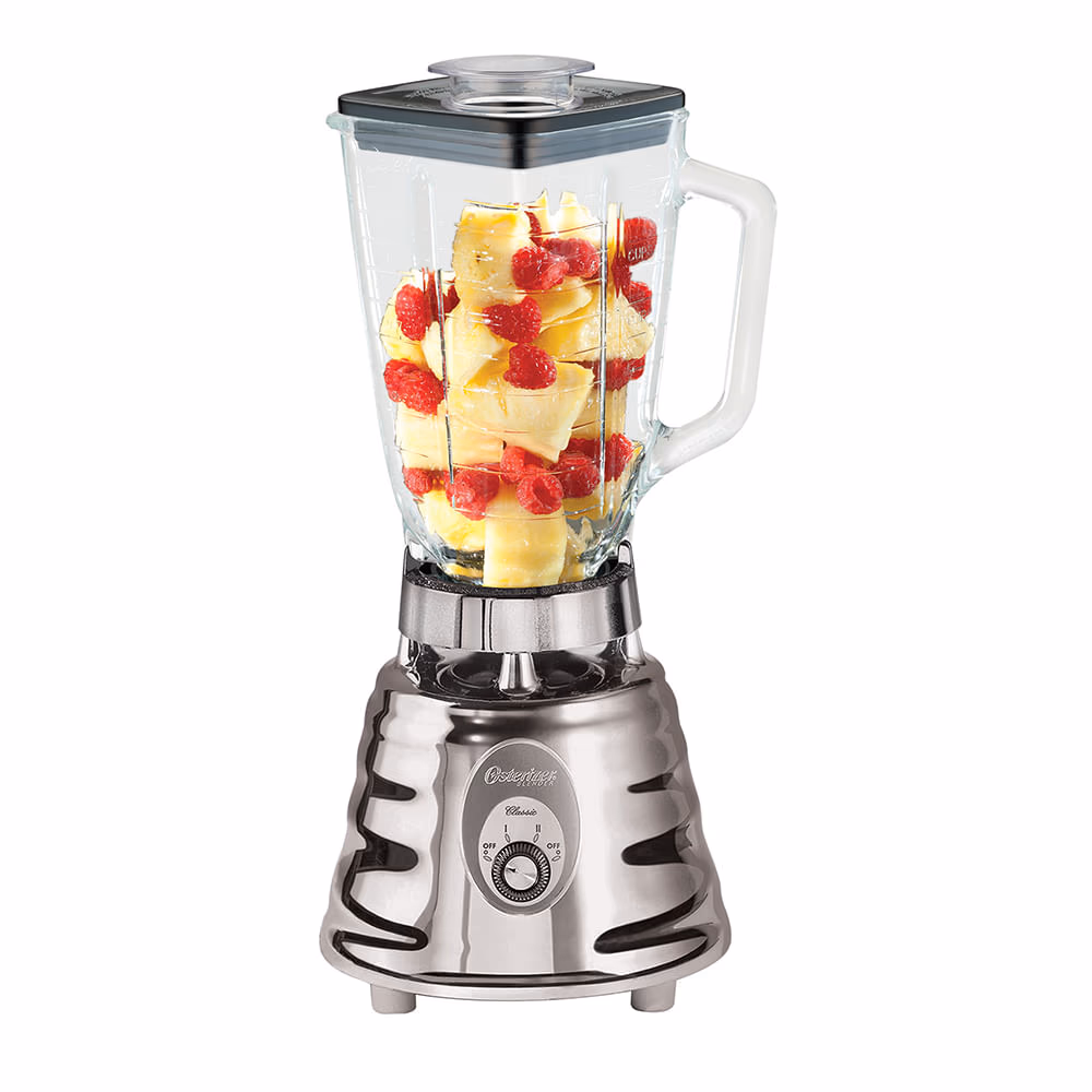 LICUADORA OSTER CROMADA 2 VELOCIDADES VASO DE VIDRIO 46515