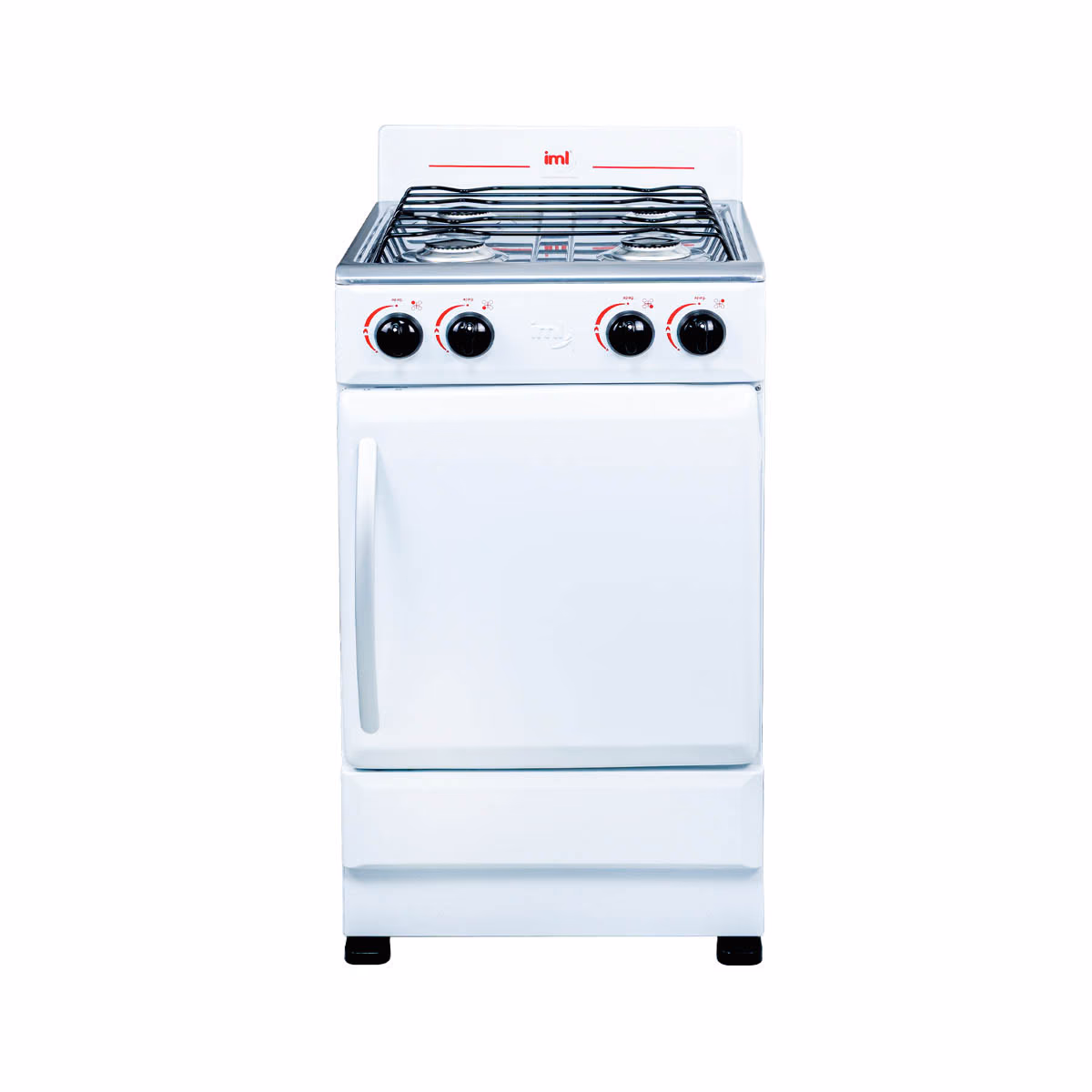 ESTUFA IML 4 HORNILLAS CON GABINETE BLANCA TOP INOXIDABLE C-4GB