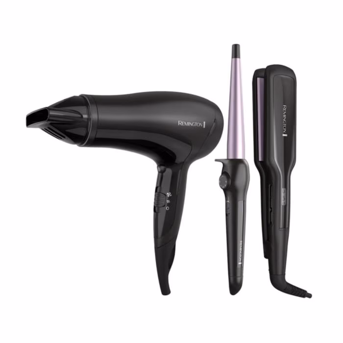 COMBO MEGAPACK REMINGTON ALISADOS + RIZADORA + SECADORA LILA MEDIANOCHE S5520-D3015MLF