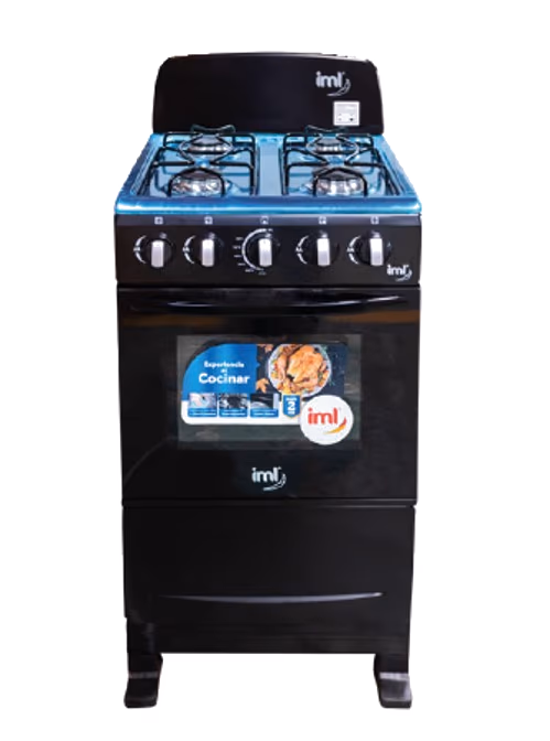 ESTUFA CON HORNO IML 20" TOP INOXIDABLE CON RESPALDO NEGRO C-H4N1
