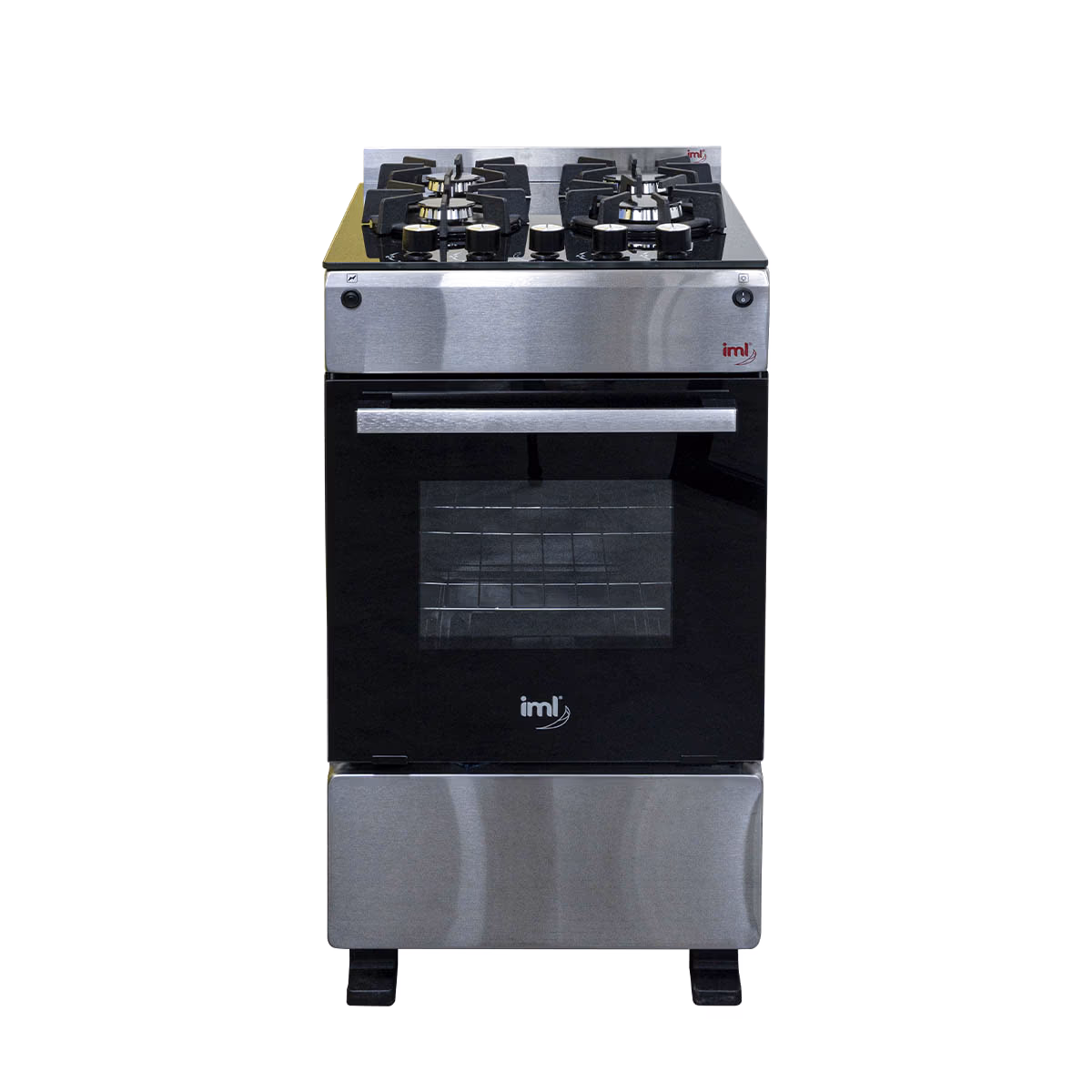 ESTUFA CON HORNO IML 20" CUERPO DE ACERO TOP DE VIDRIO C-H4A1