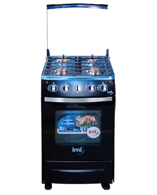 ESTUFA CON HORNO IML 20" NEGRO TOP INOXIDABLE TAPA DE VIDRIO C-H42N
