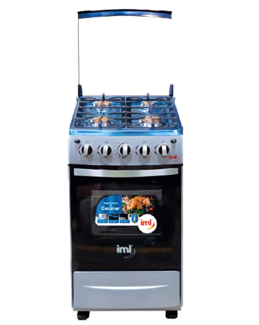 ESTUFA CON HORNO IML 20'' TOP INOXIDABLE CON TAPA DE VIDRIO GRIS C-H42G