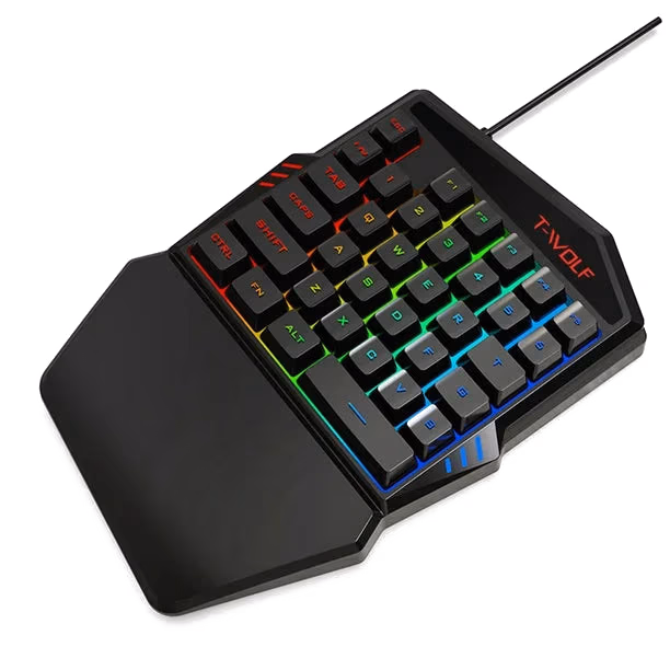 TECLADO UNA MANO GAMER 198I LUCES G7