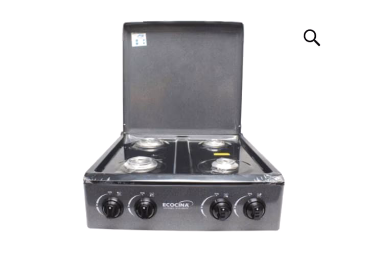 ESTUFA DE MESA ECOCINA 4 HORNILLAS GRIS TOP NEGRO C-4EG-T