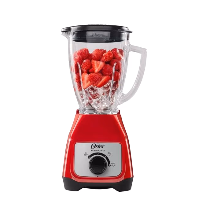 LICUADORA OSTER 2 VEL CONTROL DE PERILLA VASO DE VIDRIO ROJO BLSTKAG-RRD