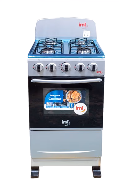 ESTUFA CON HORNO IML 20" TOP INOXIDABLE CON RESPALDO GRIS C-H4G1