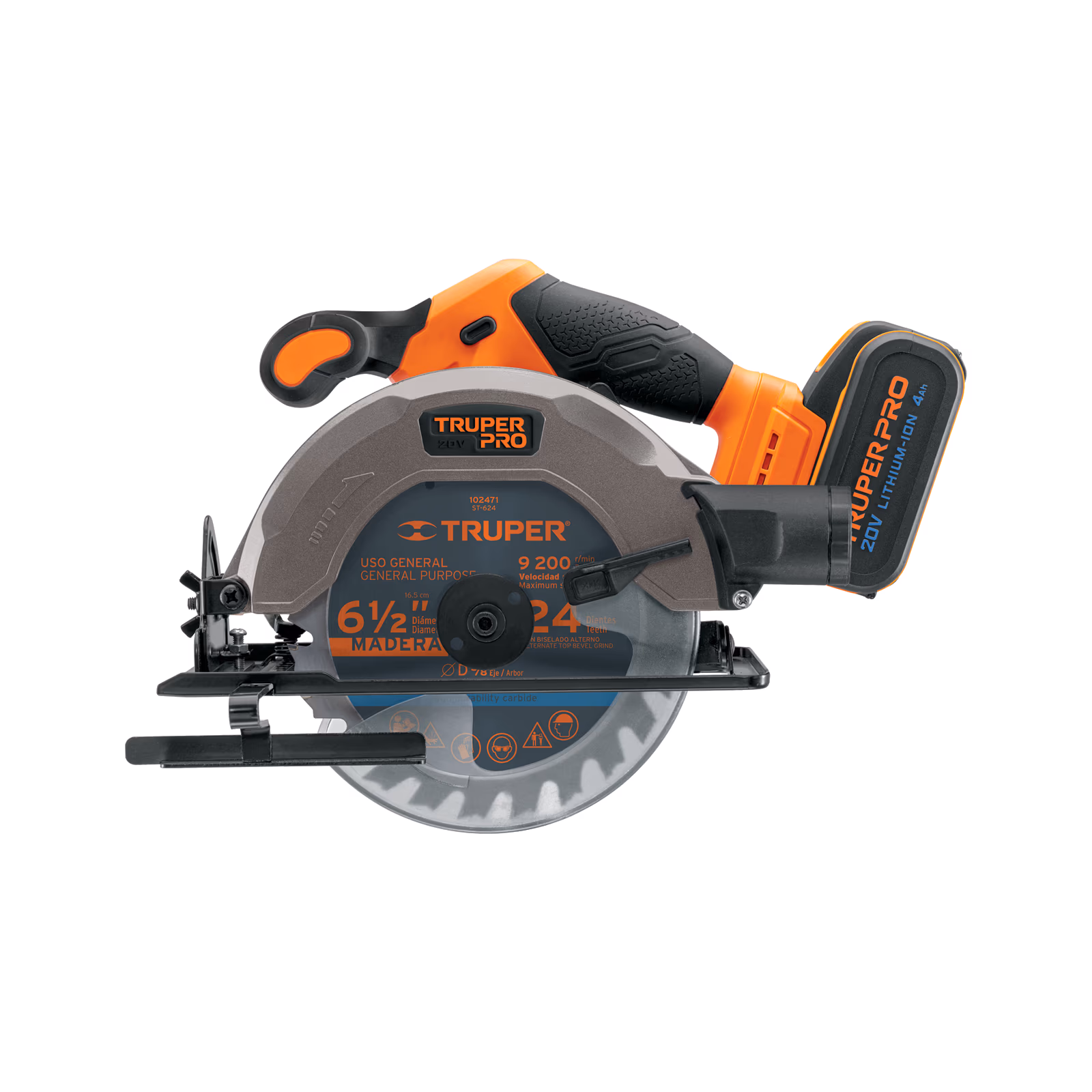 Sierra circular 6-1/2", 20V, 1 batería 4Ah, TRUPER PRO SICI-20A