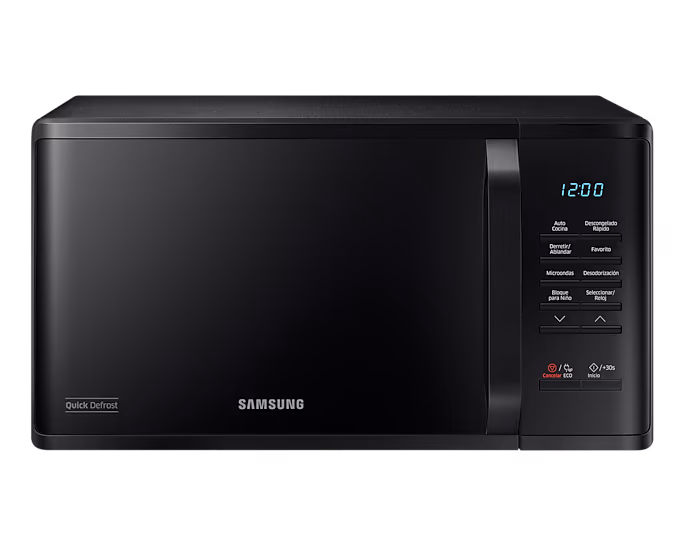 HORNO MICROONDAS SAMSUNG 0.8' PUES CUBICOS CON QUICK DEFROST NEGRO MS23K3513AK