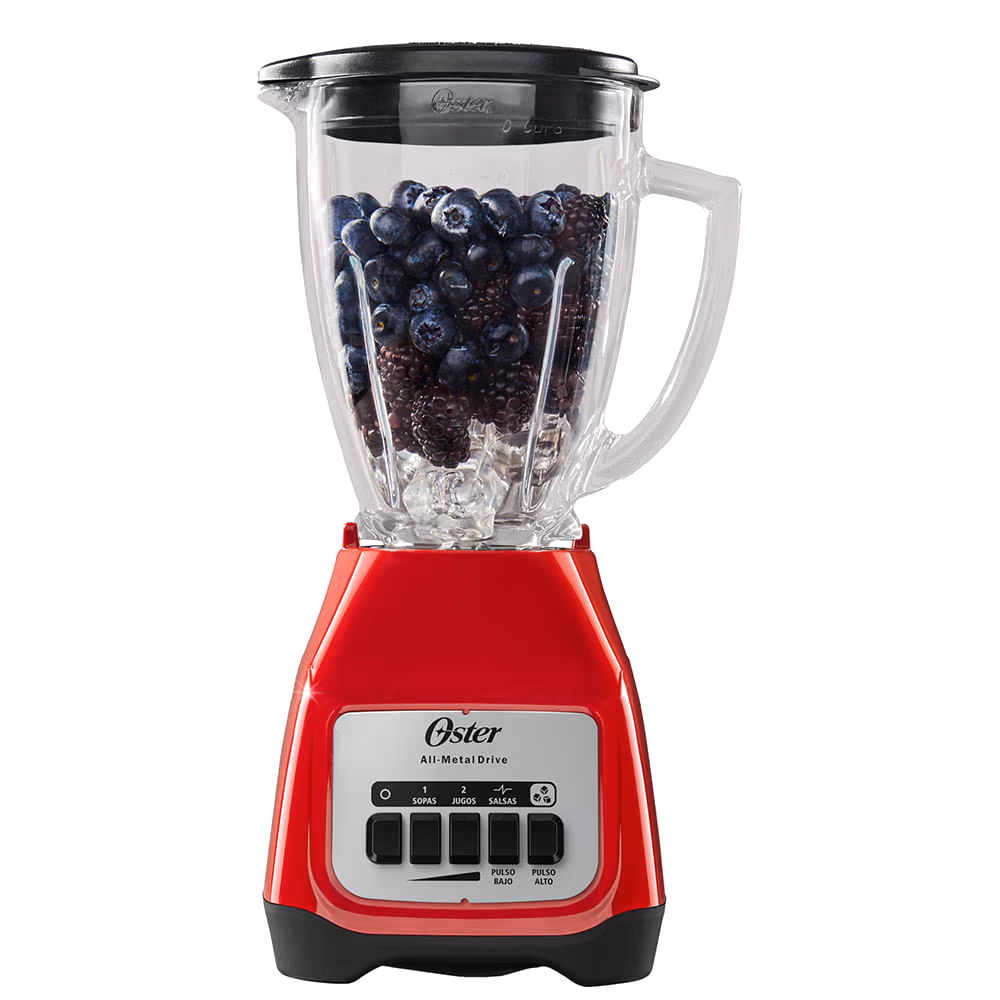 LICUADORA OSTER 2 VEL. CONTROL DE PULSO VASO DE VIDRIO ROJO BLSTKAG-RPB