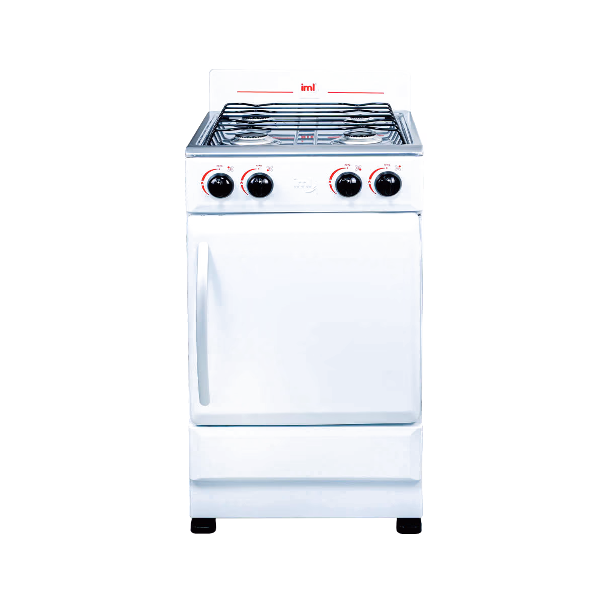 ESTUFA IML 4 HORNILLAS CON GABINETE BLANCA TOP INOXIDABLE C-4GB
