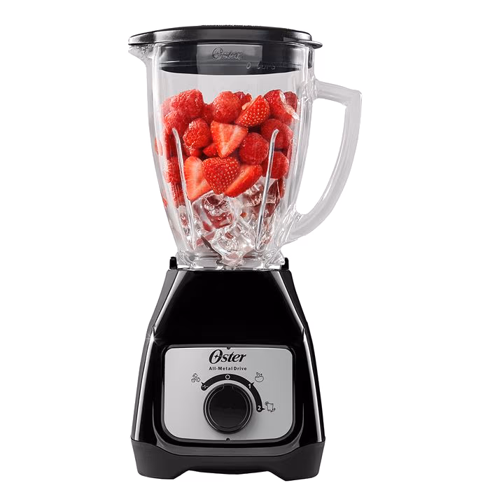 LICUADORA OSTER 2 VEL CONTROL DE PERILLA VASO DE VIDRIO NEGRO BLSTKAG-BRD