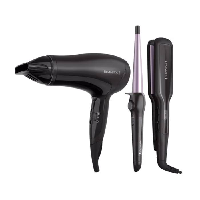 COMBO MEGAPACK REMINGTON ALISADOS + RIZADORA + SECADORA LILA MEDIANOCHE S5520-D3015MLF