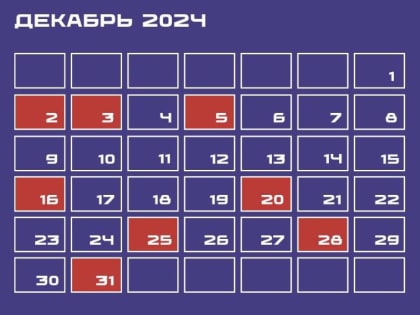 Календарь предпринимателя: важные даты декабря 2024 года