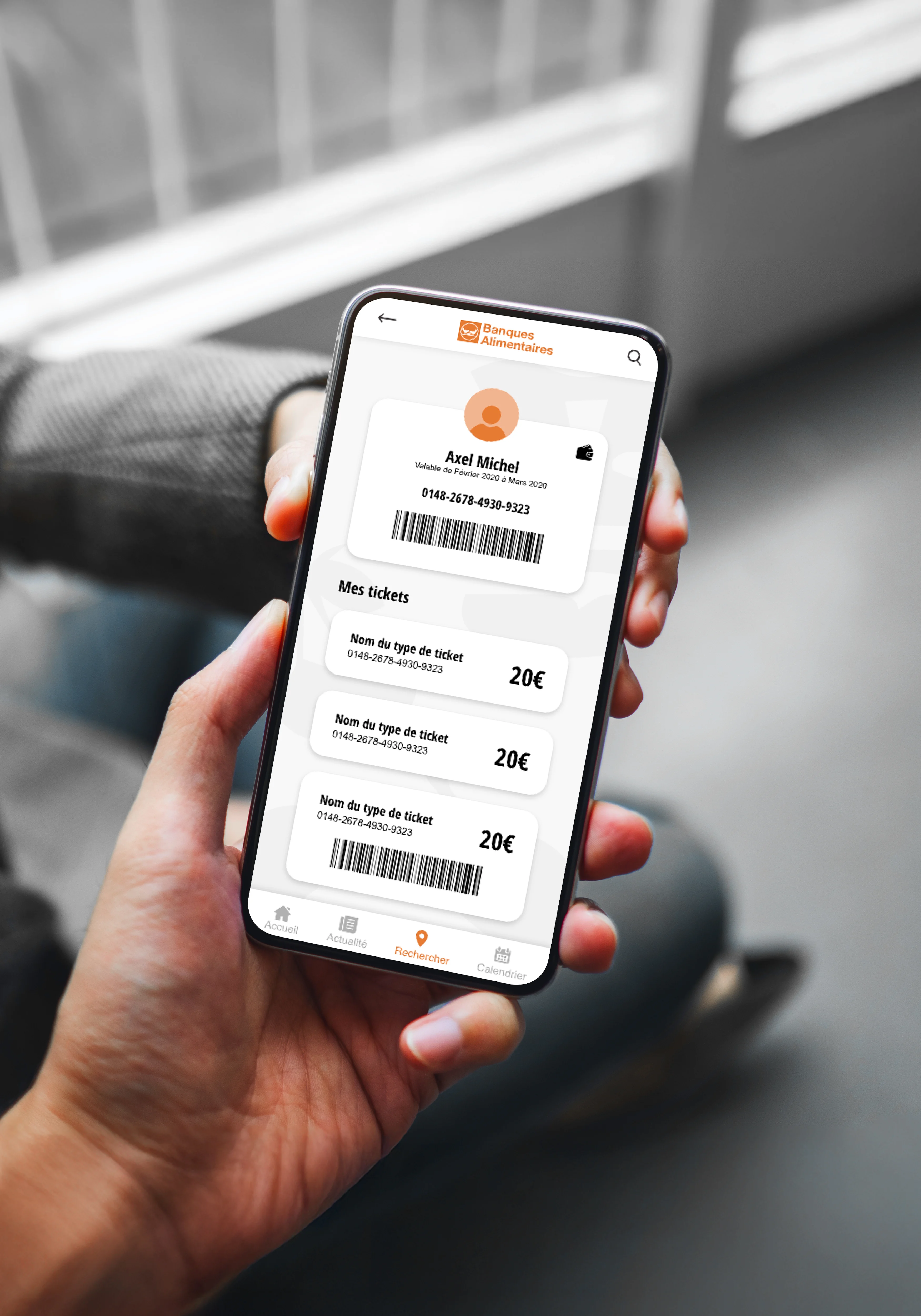 Écran ticket de banque alimentaire
