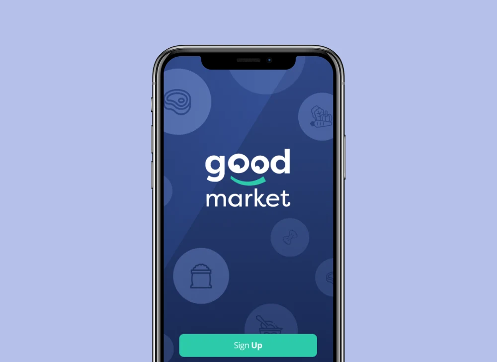 Écran d'arrivée sur l'application