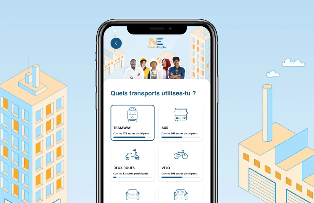 Écran de questionnaire interactif
