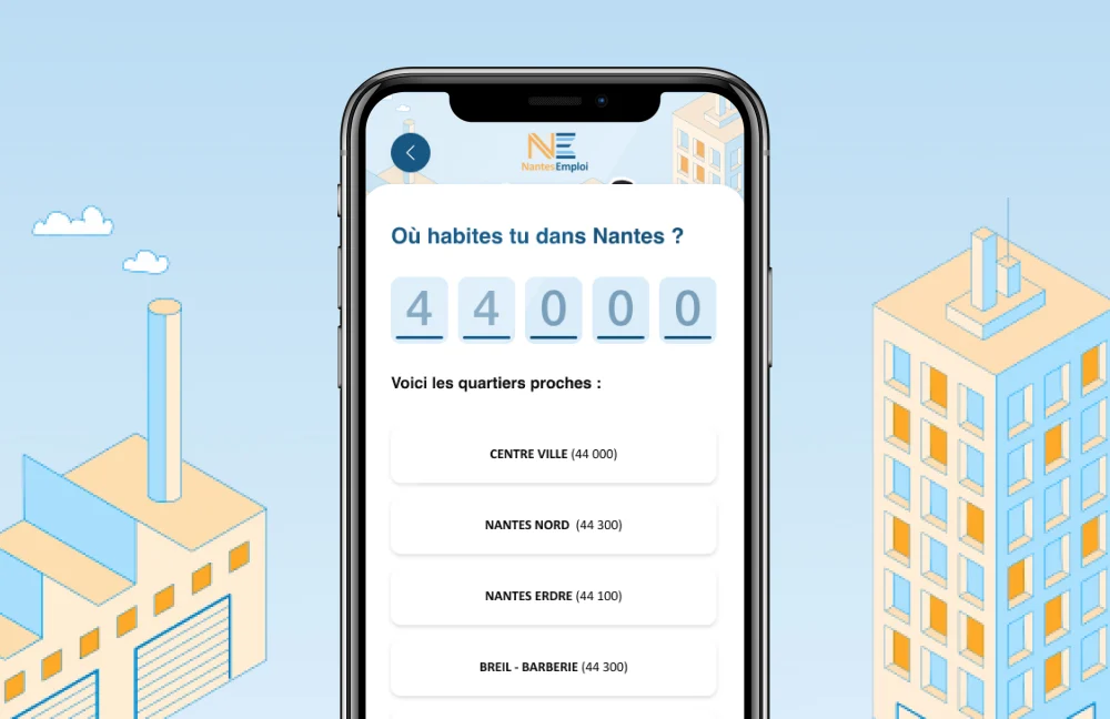 Écran de questionnaire par code postal