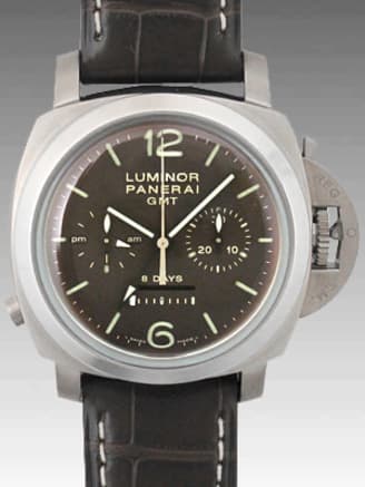 PAM00311 ルミノール 1950 8デイズクロノ モノプルサンテGMT ブラウン