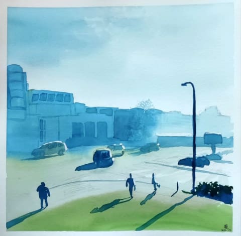 Blue Merkator - Original painting by Dejan Zivkovic