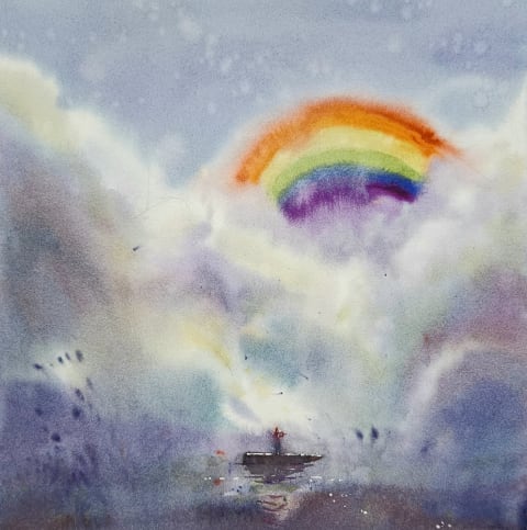 Gabriel's oboe after rain - Original painting by Dejan Zivkovic