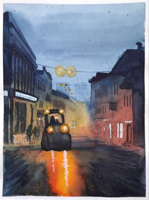 Night shift - Original painting by Dejan Zivkovic