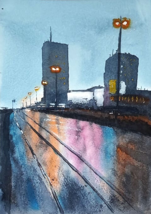 Night Usce - Original painting by Dejan Zivkovic