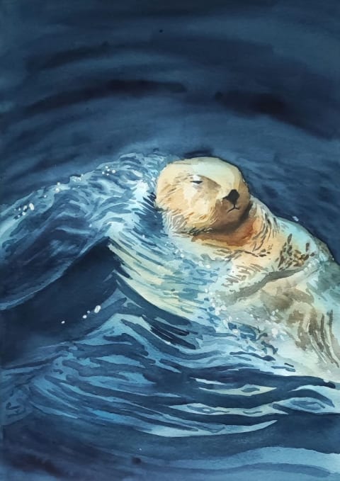 Otter (donation) - Original painting by Dejan Zivkovic