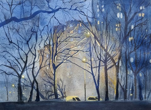 Blokovi Night Lights - Original painting by Dejan Zivkovic