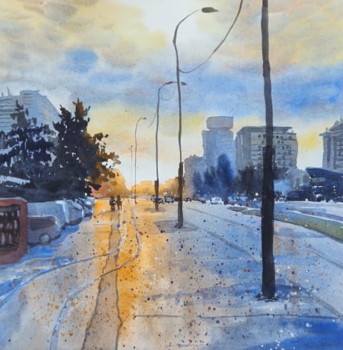 Winter Fontana - Original painting by Dejan Zivkovic