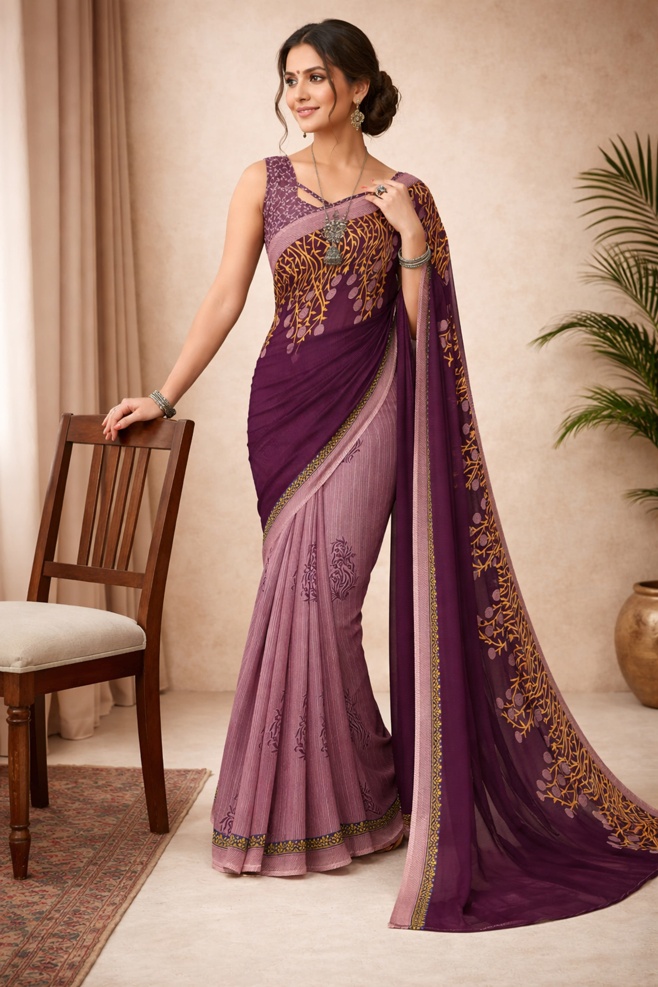 Standing model in Saree