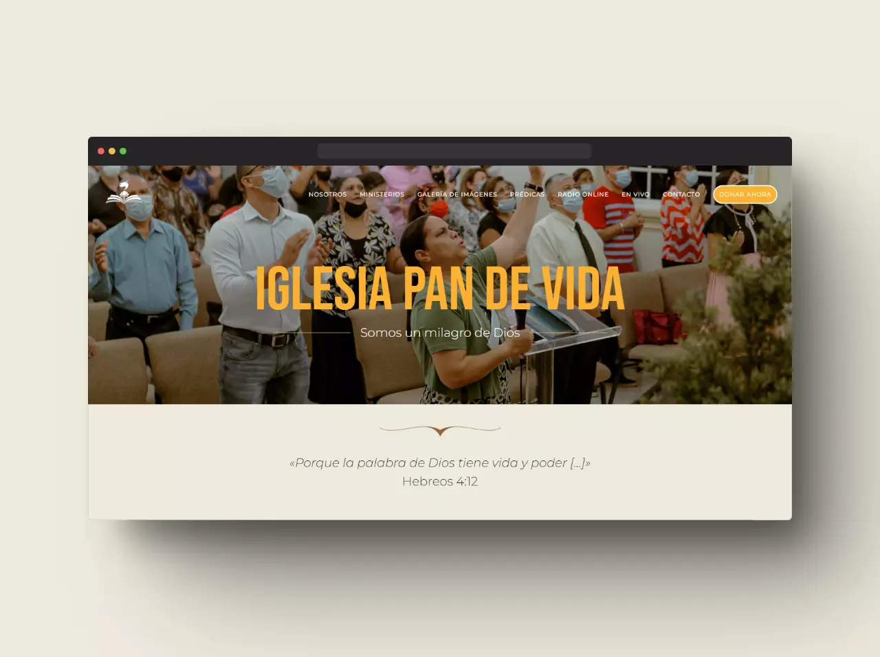 Imagen del proyecto web Iglesia Pan de Vida