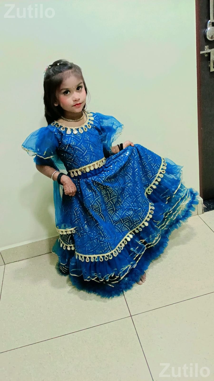 Blue Net Chaniya Choli for Girls - Ethnic Wear - Gandhidham - Image 1