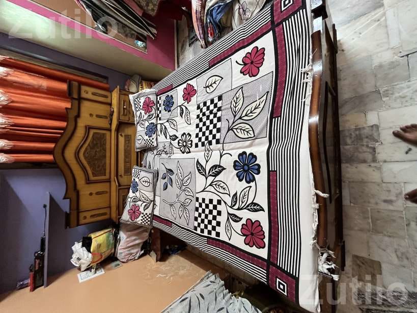 Pure Wooden Bed with Floral Mattress - Beds & Mattresses - Khambhalia - Image 2