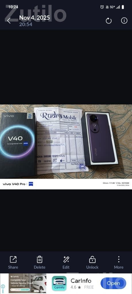 Vivo V40 8GB 128GB with Box - મોબાઇલ ફોન - અંજાર - Image 1