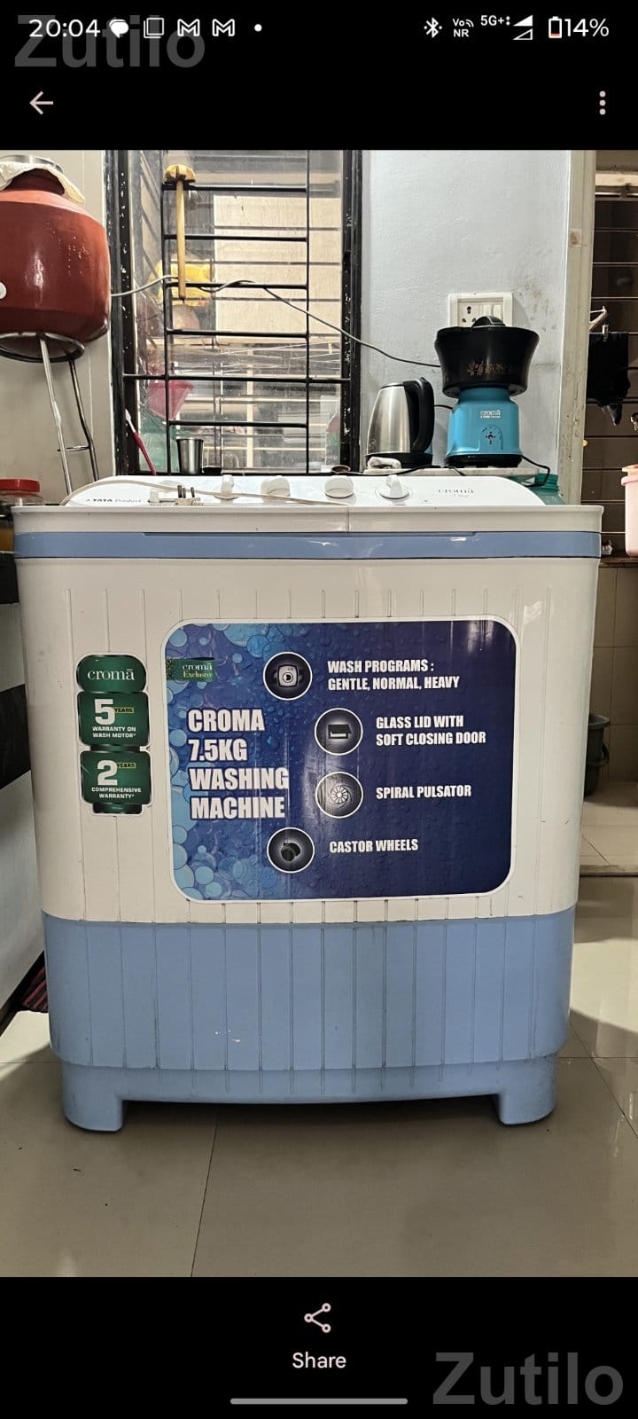 Croma washing machine 7.5kg to sell - વોશિંગ મશીનો - સુરત શહેર - Image 1