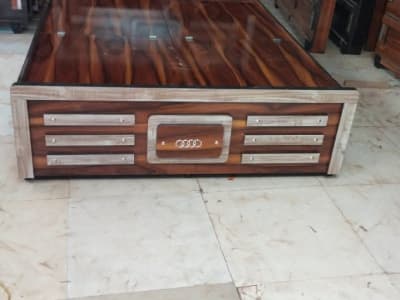 Wooden Double Bed Frame with Designer Headboard Wooden Double Bed Frame with Designer Headboard