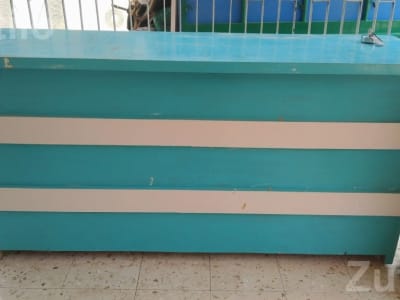 Blue and White Shop Counter Table Blue and White Shop Counter Table
