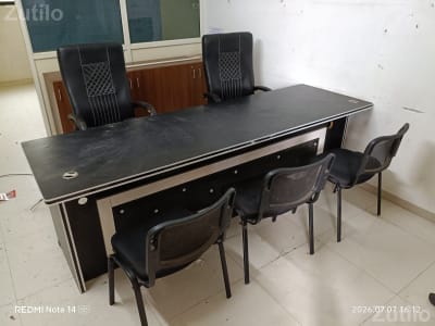 Office Boss Table and 2 boss chair back side file table Office Boss Table and 2 boss chair back side file table