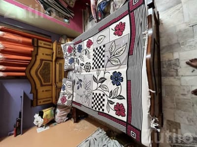 Pure Wooden Bed with Floral Mattress Pure Wooden Bed with Floral Mattress
