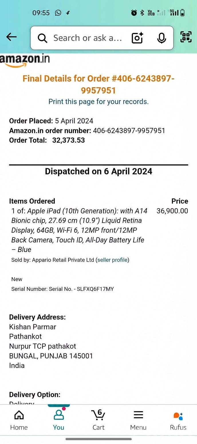 Apple iPad 10th Gen 64GB Wi‑Fi Blue