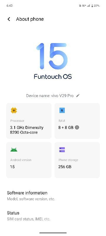 Vivo V29 Pro 5G 8GB RAM 256GB Vivo V29 Pro 5G 8GB RAM 256GB
