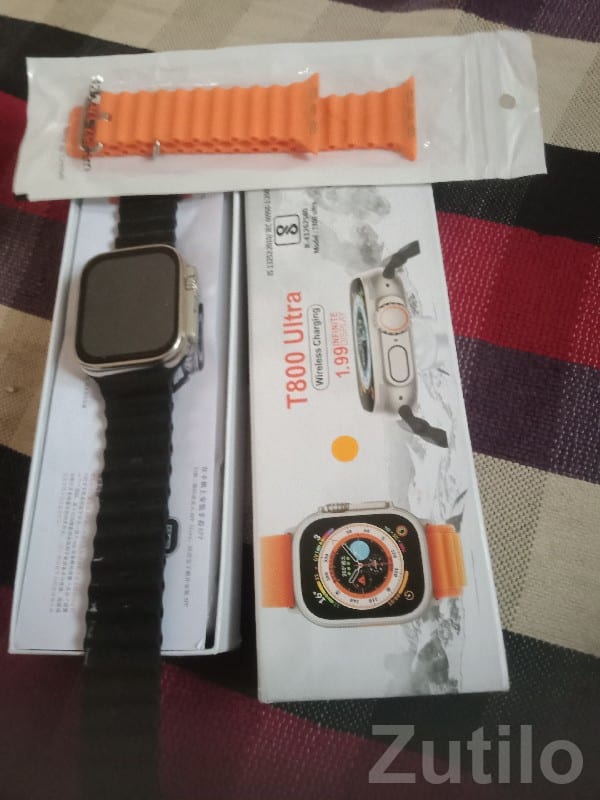 T800 Ultra Smart Watch Orange Strap - Smart Watches - Bhanvad - Image 2