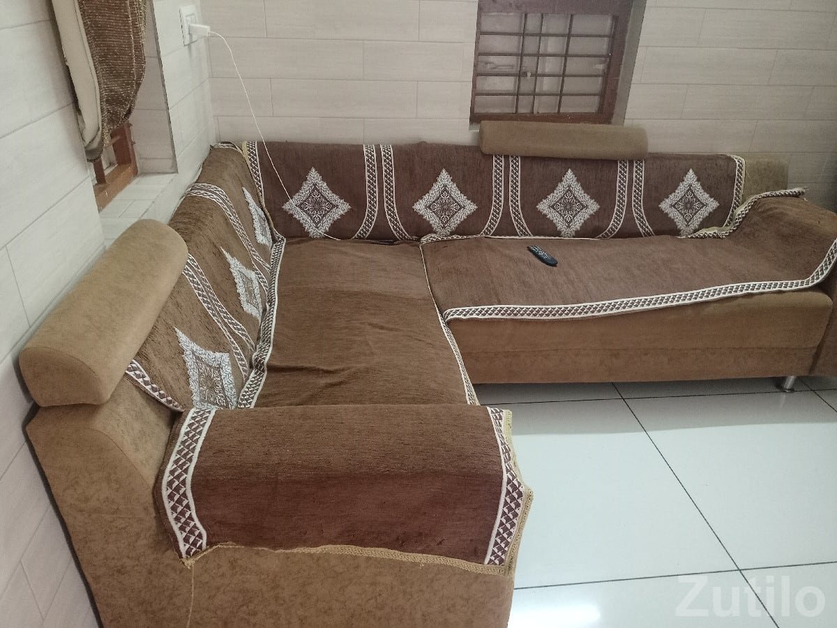 L Shaped Fabric Sofa Set Brown L Shaped Fabric Sofa Set Brown
