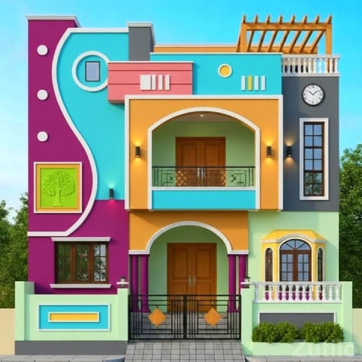 Colorful Modern Double Floor House Design - ઘર વેચાણ માટે - ઉપલેટા - Image 2